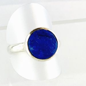 Edelsteinring Lapis Lazuli Ring Silber Handarbeit, ungeschliffen, naturbelassen