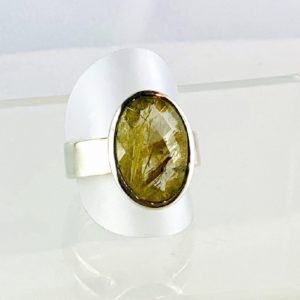 Edelsteinring Rutilquarz, Ring Silber Unikat